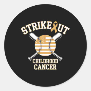 American Flag Strikeout Childhood Cancer Bysebyll  Classic Round Sticker