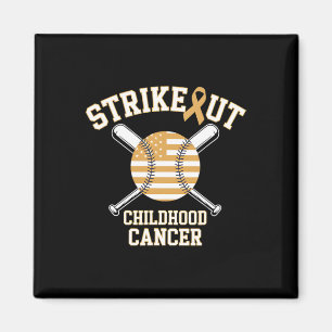 American Flag Strikeout Childhood Cancer Bysebyll Magnet