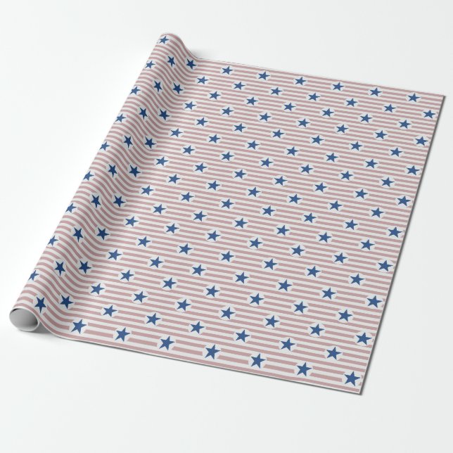 American Flag Style Wrapping Paper (Unrolled)