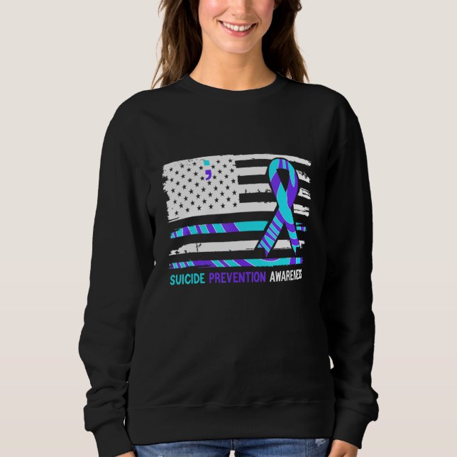 American Flag Suicide Awareness Suicide Prevention Sweatshirt (Front)