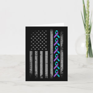 American Flag Suicide Prevention Awareness Ribbon Card
