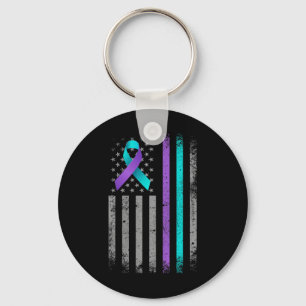 American Flag Suicide Prevention Awareness Ribbon Key Ring