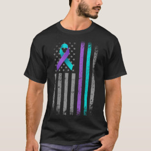 American Flag Suicide Prevention Awareness Ribbon T-Shirt