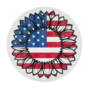 American Flag Sunflower-32222 Cutting Board