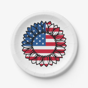 American Flag Sunflower-32222 Paper Plate