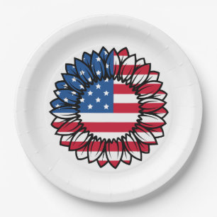 American Flag Sunflower-32222 Paper Plate