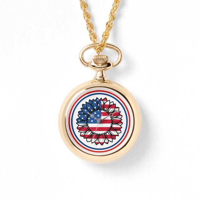 American Flag Sunflower-32222 Watch (Front)