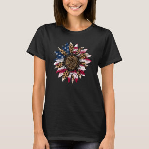 American Flag Sunflower 4th Of July Independence U T-Shirt