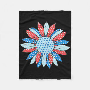 American Flag Sunflower 4th Of July Women Patrioti Fleece Blanket
