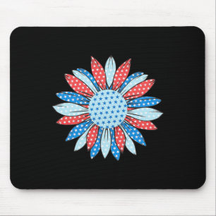 American Flag Sunflower 4th Of July Women Patrioti Mouse Pad