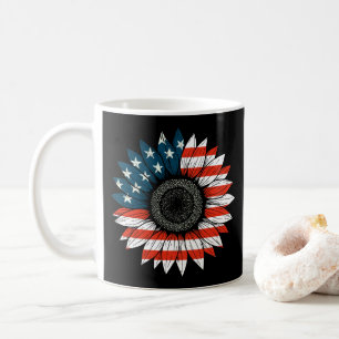 American Flag Sunflower Coffee Mug
