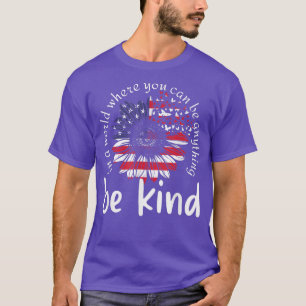 American Flag Sunflower Funny 4th of July Independ T-Shirt