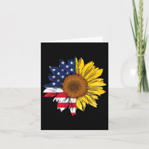 American Flag Sunflower Independence 4th Of July P Card