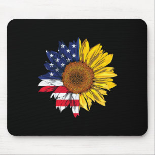 American Flag Sunflower Independence 4th Of July P Mouse Pad
