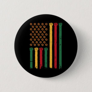 American Flag Sunflower Juneteenth Blm Black Histo 6 Cm Round Badge