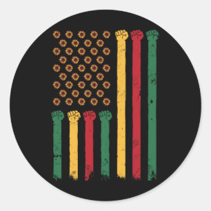 American Flag Sunflower Juneteenth Blm Black Histo Classic Round Sticker