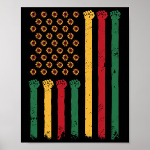 American Flag Sunflower Juneteenth Blm Black Histo Poster