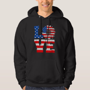 American Flag Sunflower Love 4th Of July Independe Hoodie