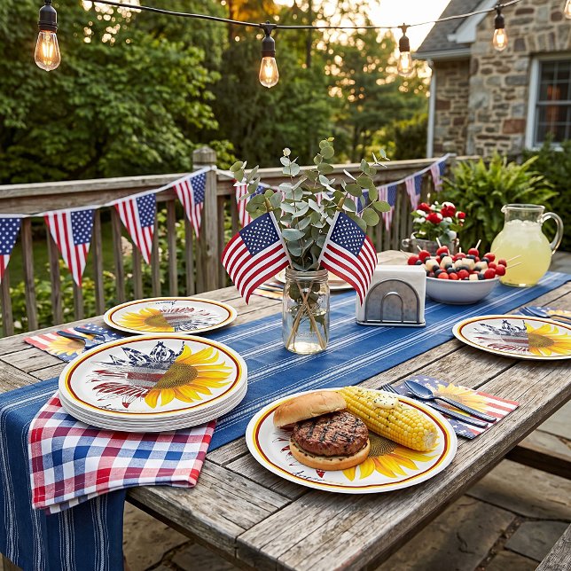 American flag sunflower paper plate (Creator Uploaded)