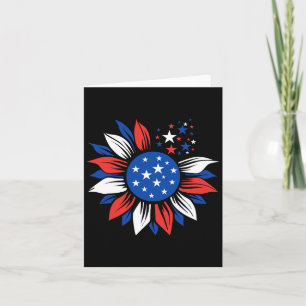 American Flag Sunflower Red White Blue 4th Of July Card