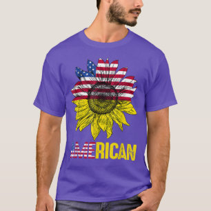 American Flag Sunflower Vintage American Lover  T-Shirt