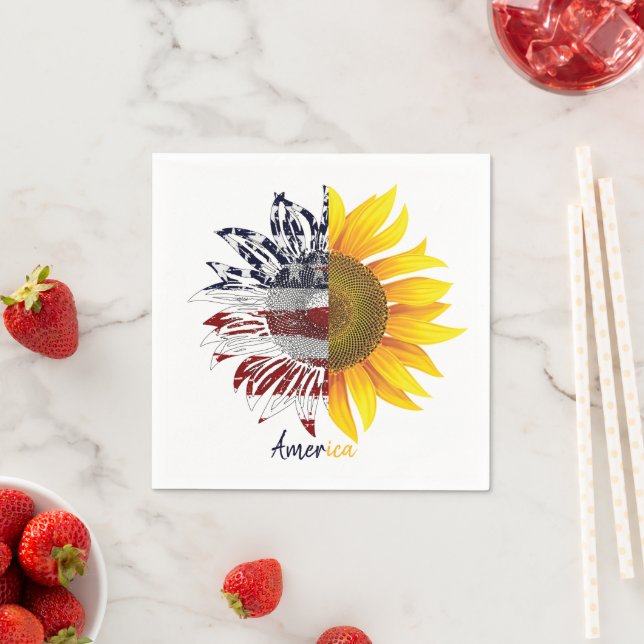 American flag sunflwoer napkin (Insitu)