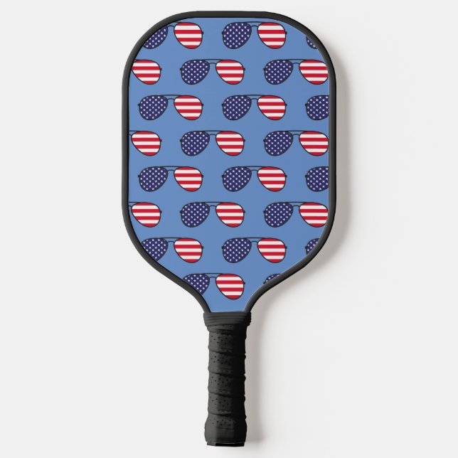 American Flag Sunglasses Pickleball Paddle (Back)