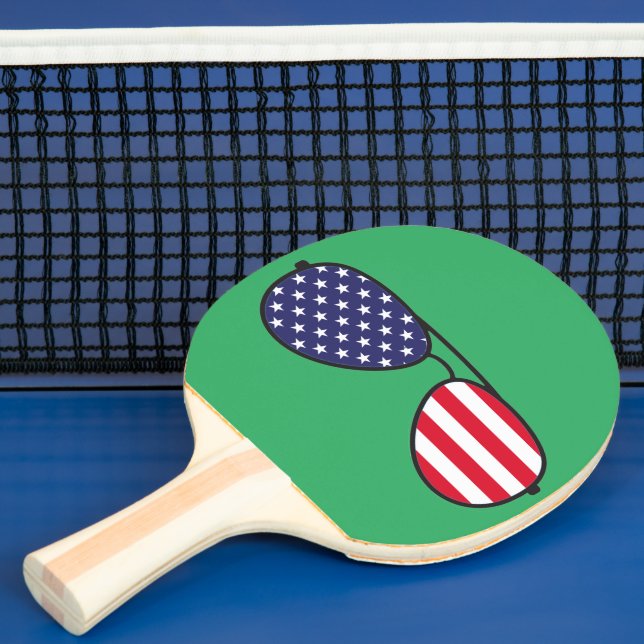 American Flag Sunglasses Ping Pong Paddle (Insitu)