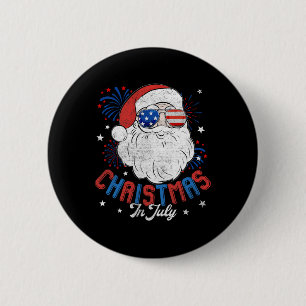 American Flag Sungles Christmas In July Santa Beac 6 Cm Round Badge