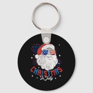 American Flag Sungles Christmas In July Santa Beac Key Ring