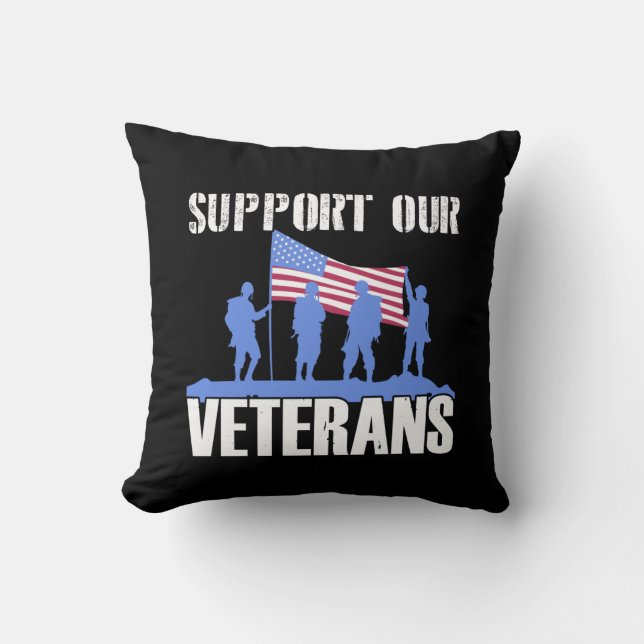 American Flag  Support our Veterans Cushion (Front)