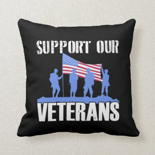 American Flag Support our Veterans Cushion