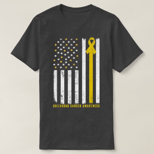 American Flag Support Squad Childhood Cancer Aware T-Shirt (Design Front)