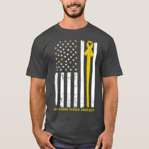 American Flag Support Squad Childhood Cancer Aware T-Shirt