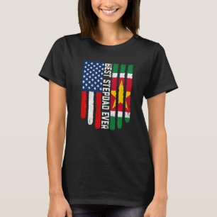 American Flag & Suriname Flag Best Stepdad Ever Fa T-Shirt