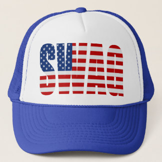 American Flag SWAG Blue Mesh Snapback Trucker Hat