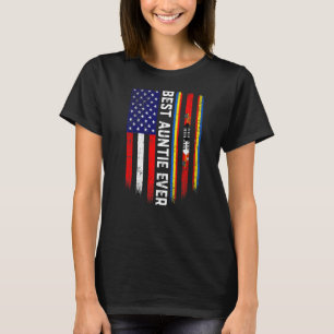 American Flag & Swaziland Flag Best Auntie Ever Fa T-Shirt