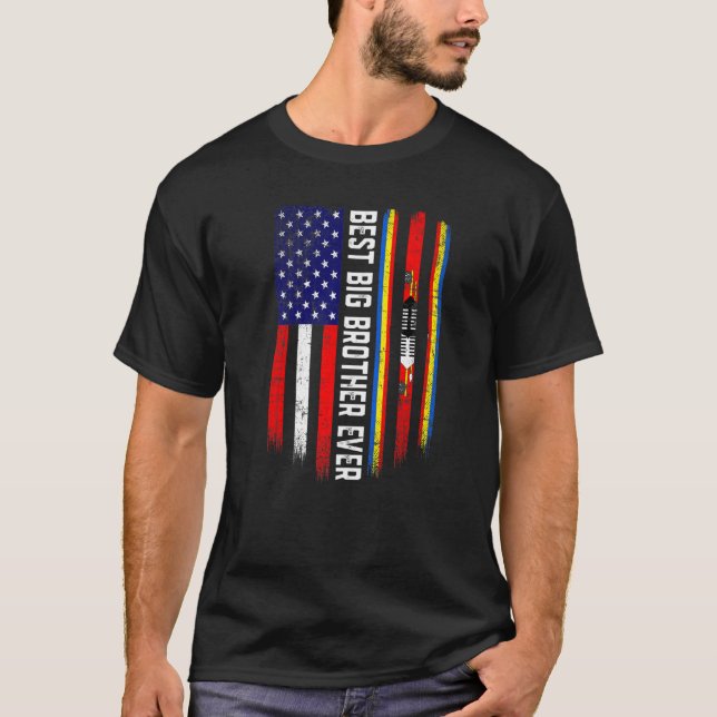 American Flag & Swaziland Flag Best Big Brother Ev T-Shirt (Front)