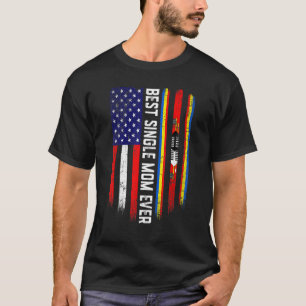 American Flag & Swaziland Flag Best Single Mum Eve T-Shirt