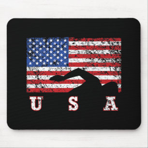 American Flag Swimming USA Gift Swim Team Premium Mouse Pad