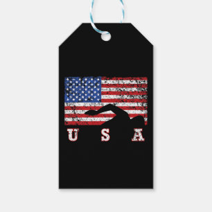 American Flag Swimming USA Gift Swim Team Premium Tags
