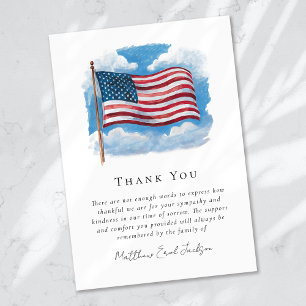 American Flag Sympathy Funeral  Thank You Card