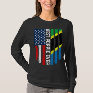 American Flag & Tanzania Flag Best Poppie Ever Fam T-Shirt