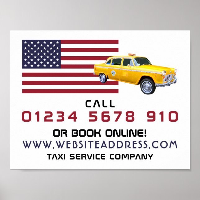 American Flag Taxi Cab Advertising Poster (Front)