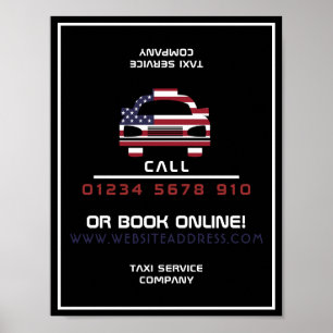 American Flag Taxi Cab Logo Advertising Poster