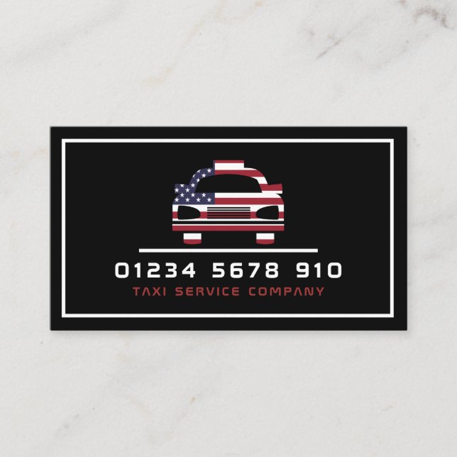 American Flag Taxi Cab Logo, Price List Business Card (Front)