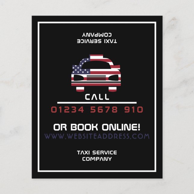 American Flag Taxi Cab Logo with Price List Flyer (Front)