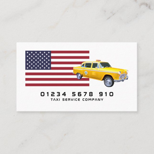 American Flag Taxi Cab, Price List Business Card (Front)