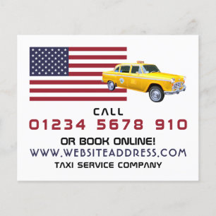 American Flag Taxi Cab with Price List Flyer
