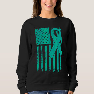 American Flag Teal Ribbon Trigeminal Neuralgia Awa Sweatshirt